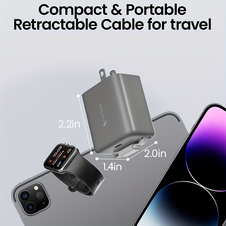 CC235 Easy Charge Series 20W Type-C Retractable Cable Charger US Standard White ProtoArc