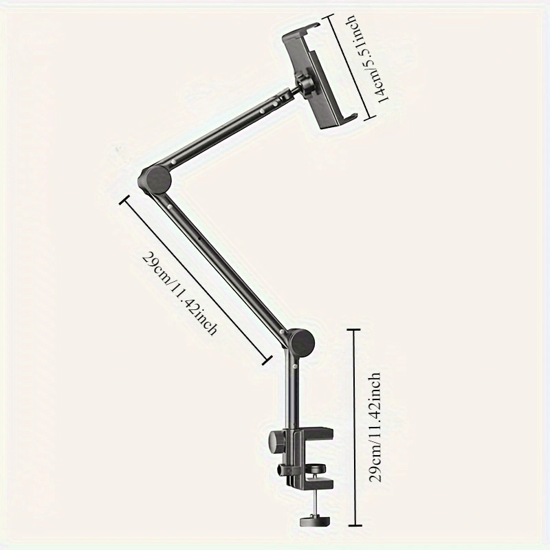 1pc Adjustable Metal Cantilever Tablet and Mobile Phone Stand with Alloy Bracket, Spiral Locking, and Triangle Stability Principle for Bedside, Desktop, and Live Broadcast