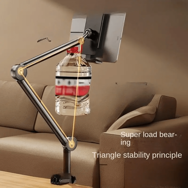 1pc Adjustable Metal Cantilever Tablet and Mobile Phone Stand with Alloy Bracket, Spiral Locking, and Triangle Stability Principle for Bedside, Desktop, and Live Broadcast