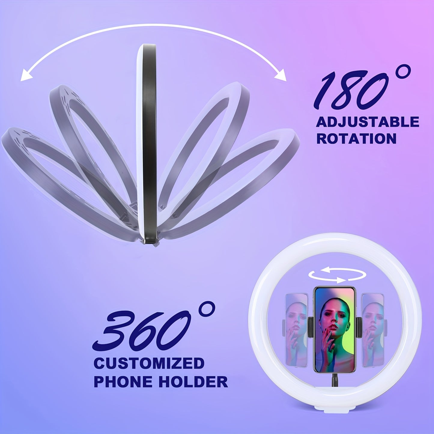 52 inch tripod with 10 inch ring light, expandable tripod, selfie ring light with phone holder, dimmable LED ring light, selfie light for makeup\u002Flive streaming\u002Fphotography