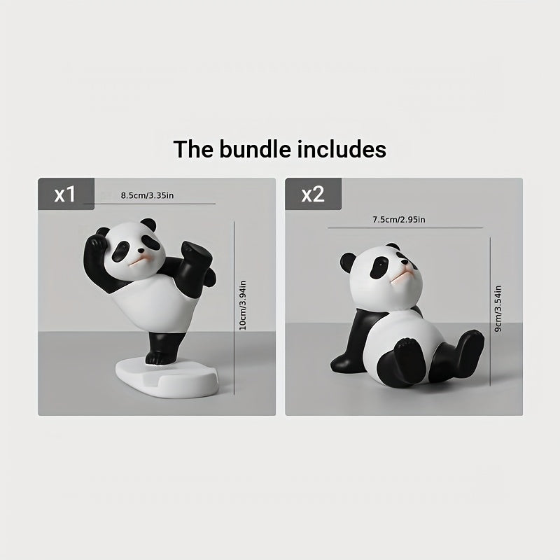 Adorable Panda Desk Phone Stand Set: Includes 1 X 8.3Cm\u002F3.35In And 2 X 7.5Cm\u002F2.95In Panda Phone Stands - Perfect for Office Or Home Decor
