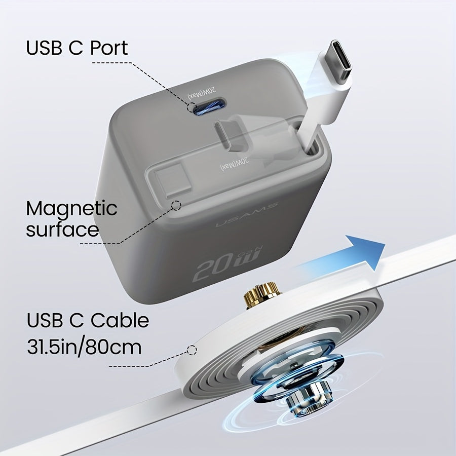 CC235 Easy Charge Series 20W Type-C Retractable Cable Charger US Standard White ProtoArc