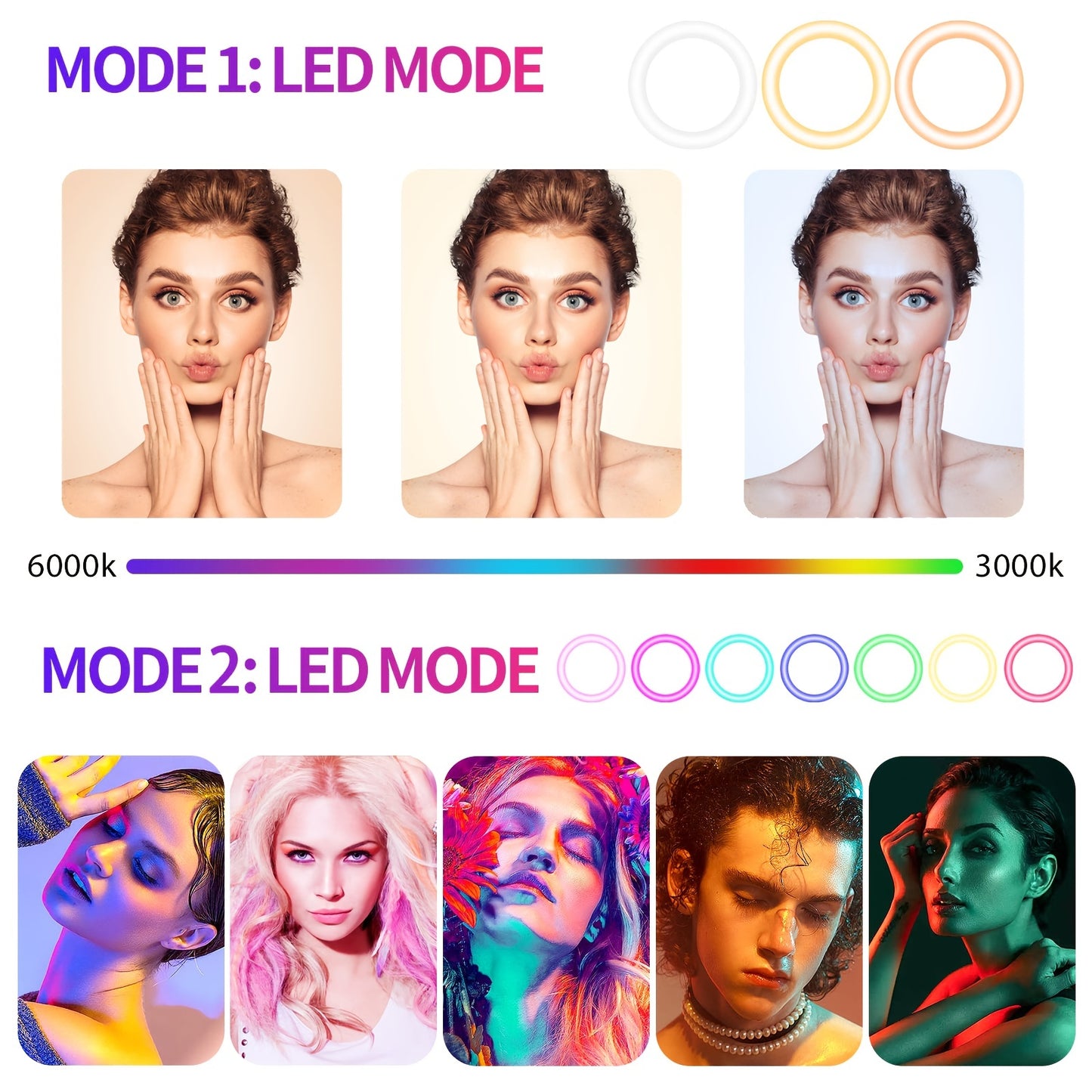 52 inch tripod with 10 inch ring light, expandable tripod, selfie ring light with phone holder, dimmable LED ring light, selfie light for makeup\u002Flive streaming\u002Fphotography
