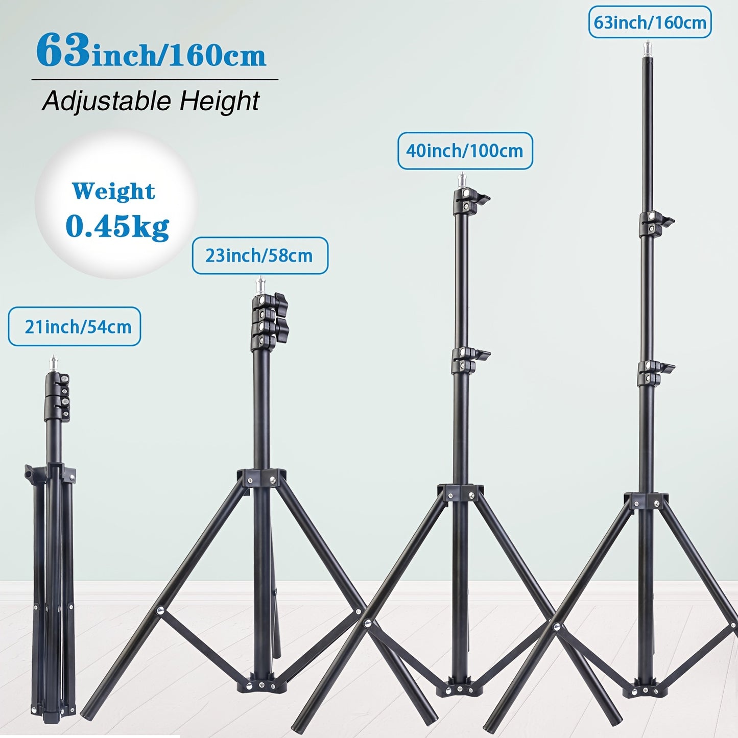 63 Inch Expandable Metal Tripod - Mobile Phone Holder with Phone Clip for Portable Outdoor Shooting and Live Streaming Photography