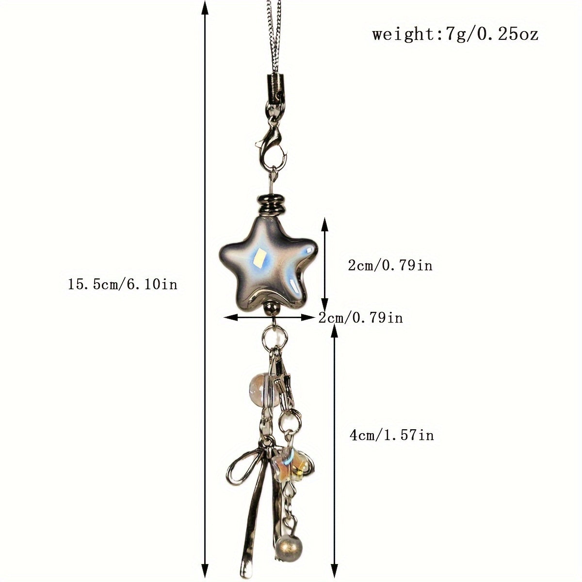 Star-Shaped Keychain Decor, 1-Pack Cute Star Pendant Phone Chain Accessory with Faux Pearls and Bow Knot, Personalized Charm for Phone Case, Handbag, Camera - ABS Material