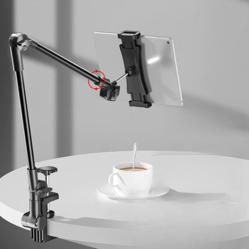 1pc Adjustable Metal Cantilever Tablet and Mobile Phone Stand with Alloy Bracket, Spiral Locking, and Triangle Stability Principle for Bedside, Desktop, and Live Broadcast