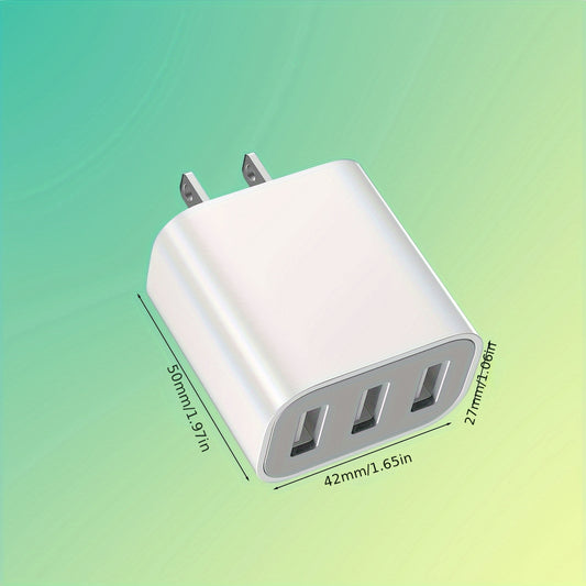 1pc Fast Charging 3-Port USB Wall Charger Adapter, 10-20W Power Output, Travel-Friendly, US Plug, Compatible with iPhone 14\u002F13\u002F12\u002F11\u002FPro\u002FMax\u002FSE\u002FX\u002FXS\u002F8 Plus & Samsung Galaxy S22\u002FS21\u002FS20