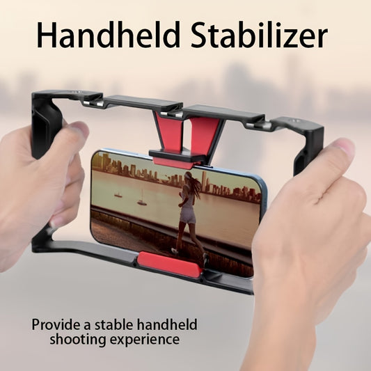 Versatile Handheld Stabilizer with Microphone Stand, ABS Material - Includes 3 Cold Shoe & Multiple 1\u002F4\