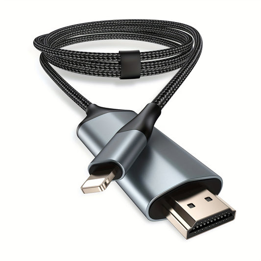 6.6ft Plug and Play Adapter Cable for IPhone to HDTV, 1080P Screen Converter Compatible with Phone 14, 13, 12, 11 with 1080P Video and Audio Sync, Grey