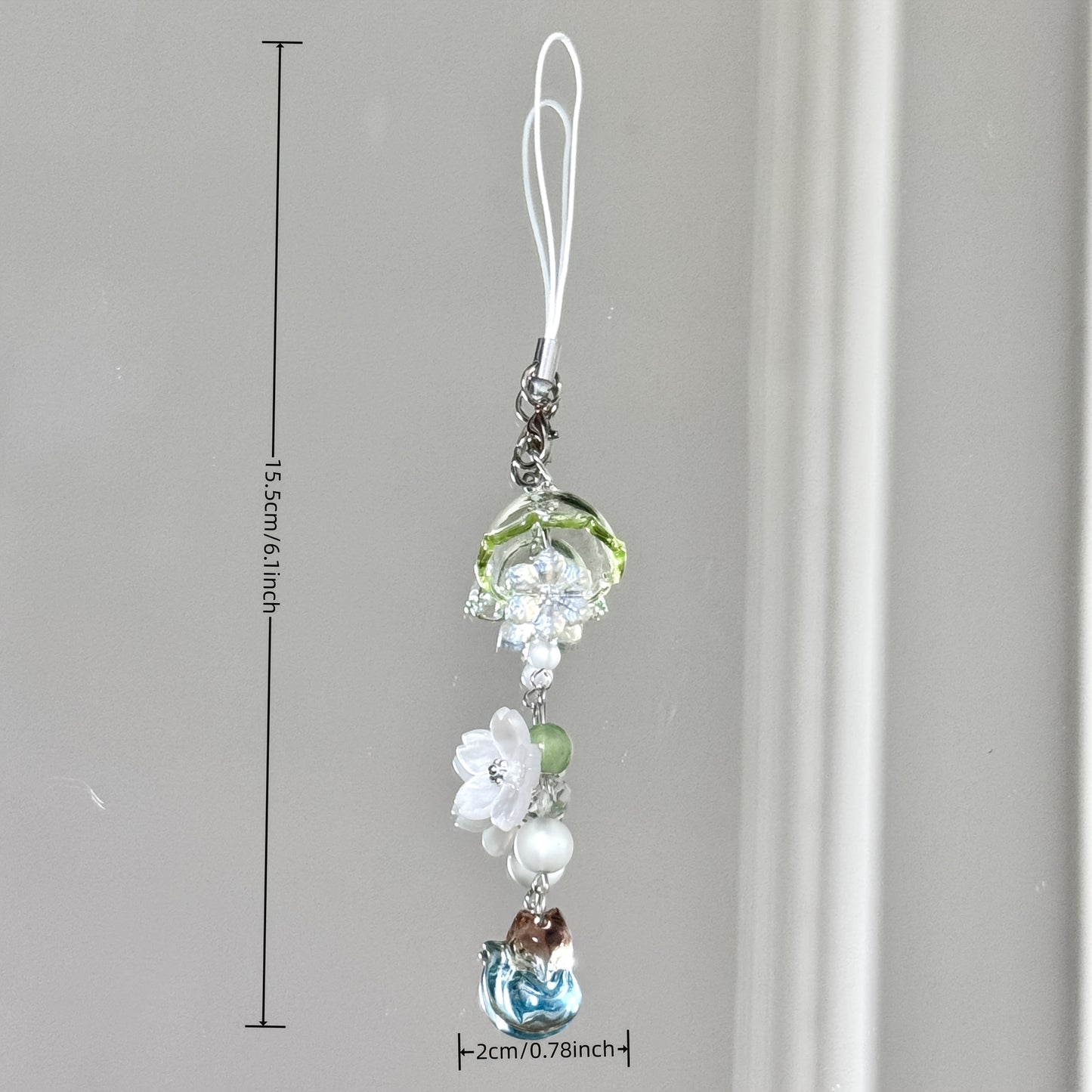 1pc Green for Lotus Small Fox Handmade Beaded DIY Girl Heart Simple In Mobile Phone Chain Cute Goben Ccd Pendant Suitable for Daily Use by Women