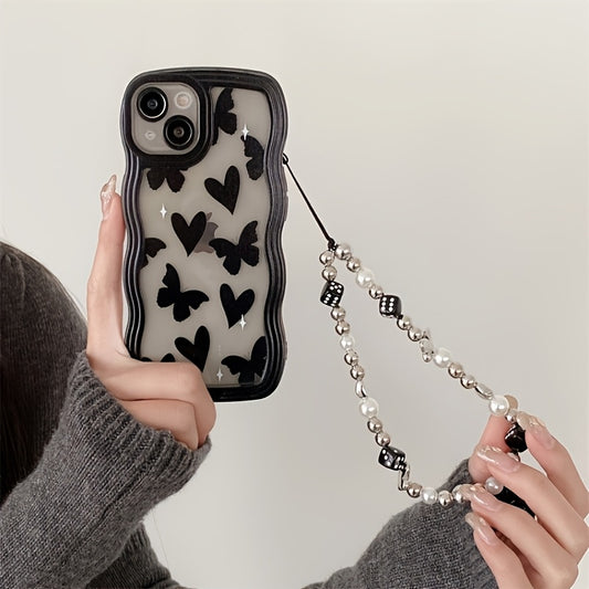 1pc Black Cool Punk Style Mobile Phone Chain, Earphone Anti-Loss Pendant, CCD Lanyard Mobile Phone Pendant Camera Pendant, Black Camera Chain Pendant