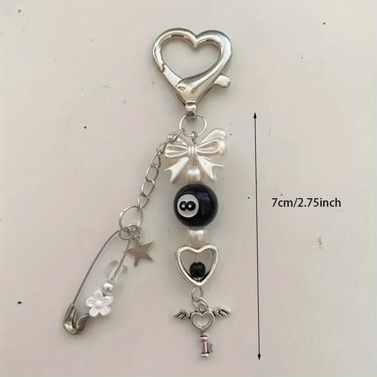 Y2K niche bow string bead pin angel key love buckle bag phone case sweet cool pendant