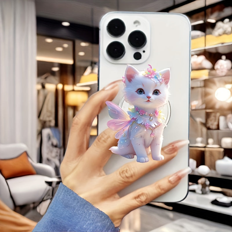 Beautiful Cat Angel Light Luxury Mobile Phone Holder, Convenient to Carry, Suitable for Various Mobile Phone Cases, Portable Luxury Design, Light Luxury Decoration - Ideal Gift for Friends