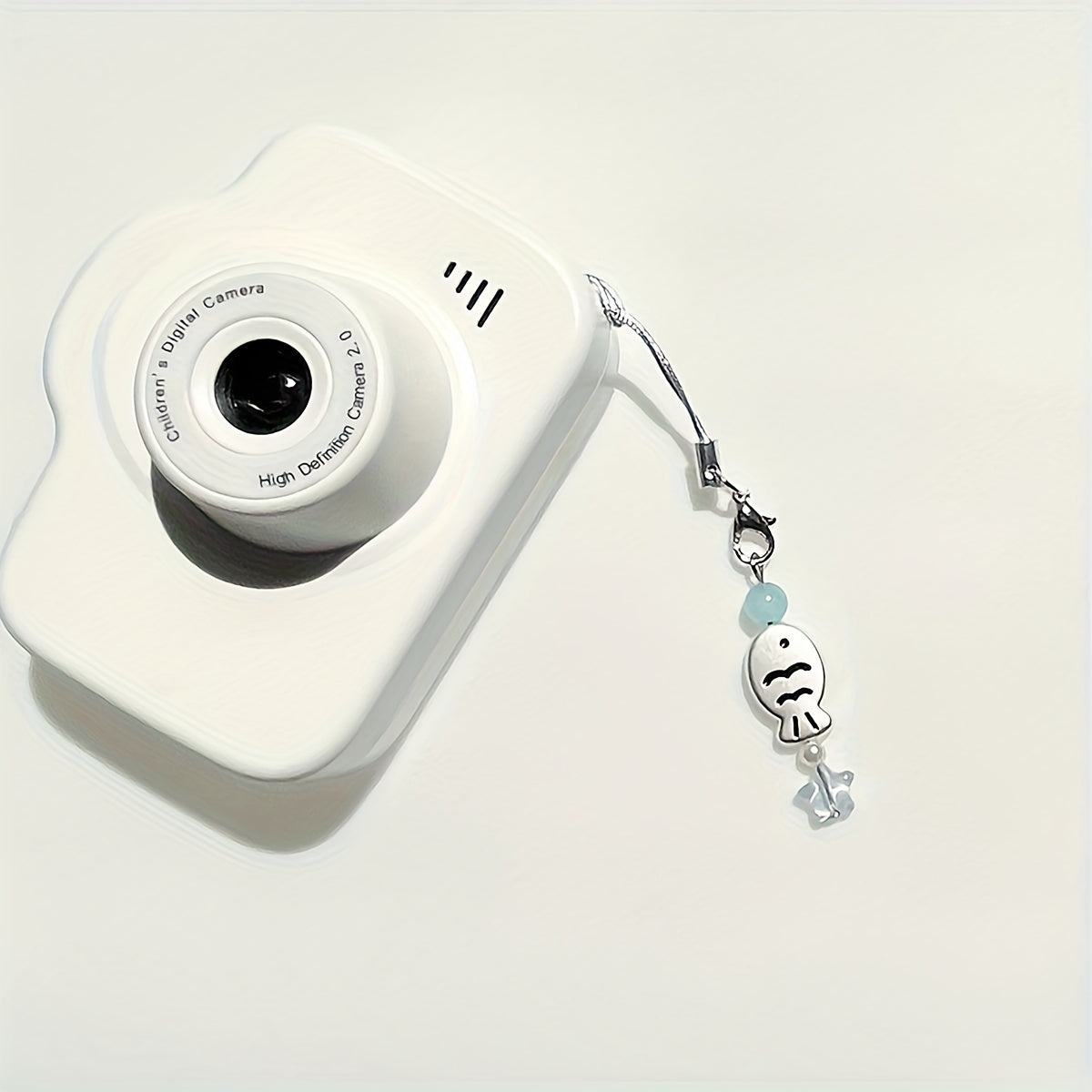 1pc Cute Cartoon Fish Charm, Silver Keychain with Bead Accents, Phone Lanyard, Adorable Bag & Earphone Accessory, Resin Material, Mobile Phone Decor