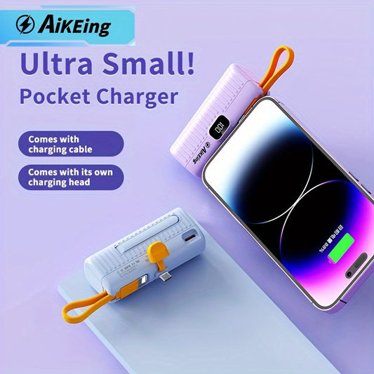 Aikeing 5000\u002F5800mAh Portable Mobile Power For Cell Phone With Dock, Type-C Connector, Lightweight Travel Design, Reliable Emergency Power For IPheon Pro Max, IPad, Samsung And Android Devices