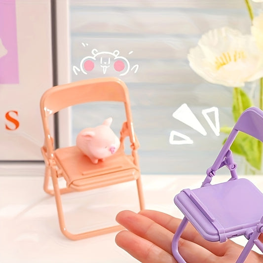Stool Style Mobile Phone Holder Pink: Interesting Ins Chair Mobile Phone Holder Desktop Decoration Foldable Cute Color Matching