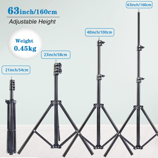 63 Inch Expandable Metal Tripod - Mobile Phone Holder with Phone Clip for Portable Outdoor Shooting and Live Streaming Photography